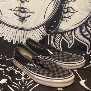 Vans Checkerboard Slip-On Sneakers - Black and Gray